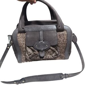 Kesslord Gray Leather Purse Mixed Media Has Like Cow Fur Feel